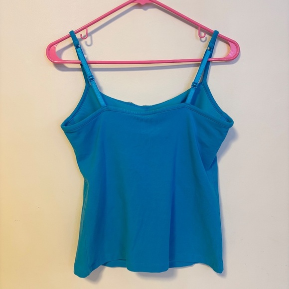 Moda International Y2K 2000s Beaded Neckline Built In Bra Cami Tank Top Blue L - Picture 4 of 6